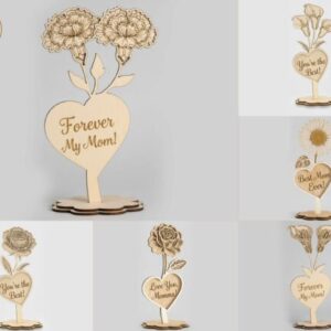 Pack de Adornos Florales para el Día de la Madre – 6 Diseños Decorativos para Corte Láser