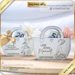 Bolsa Porta Dinero o Tarjeta de Regalo en MDF para Corte Láser