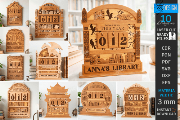 Pack de Contadores de Libros Decorativos Personalizados en Madera – Corte Láser