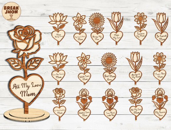 Paquete de adornos con stand y flores dia de la madre - Imagen 2