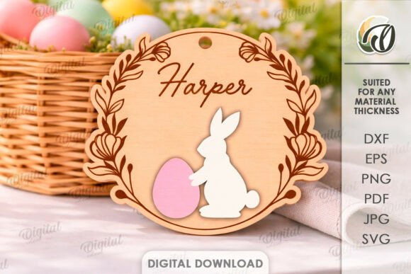 Pack de Adornos de Pascua Personalizados con Conejitos – 10 Diseños para Corte Láser - Imagen 4
