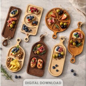 Pack de Bandejas para Servir Charcutería – 10 Diseños Elegantes para Corte Láser