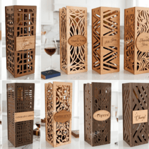 Pack de Cajas Elegantes para Botellas de Vino en Corte Láser
