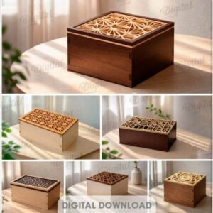 Set de Cajas Decorativas con Tapa Calada – Diseños Elegantes para Corte Láser