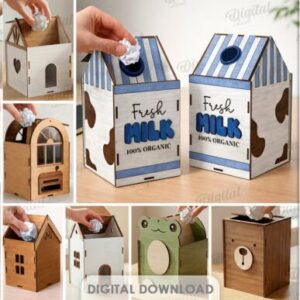 Pack de 10 Contenedores de Basura de Mesa 3D para Corte Láser