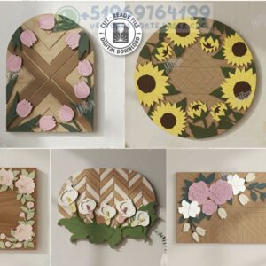 Arte de Pared Floral en Capas 3D | Pack de 5 Diseños Decorativos para Corte Láser (DXF + SVG)