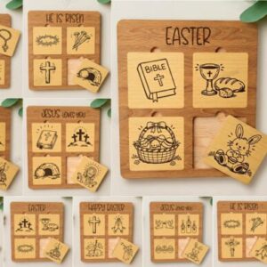 Set Easter Puzzle – Colección de Rompecabezas Cristianos de Pascua para Corte Láser