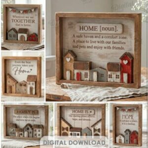 Pack de Cuadros Decorativos “Home & Family” en Relieve – 10 Diseños para Corte Láser