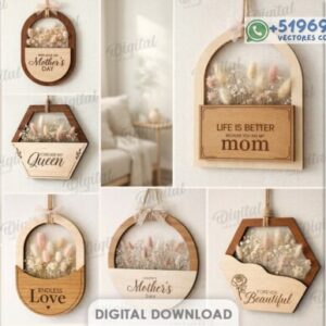 Pack de Decoraciones Florales para el Día de la Madre – 10 Diseños Elegantes para Corte Láser