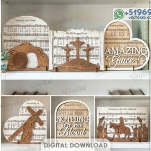 Pack de Decoraciones Religiosas con Partituras – 10 Diseños Espirituales para Corte Láser