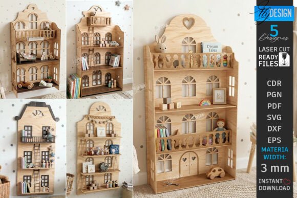Dollhouse Shelf Collection – Estantes Decorativos de Casa de Muñecas para Corte Láser (MDF 3 mm)