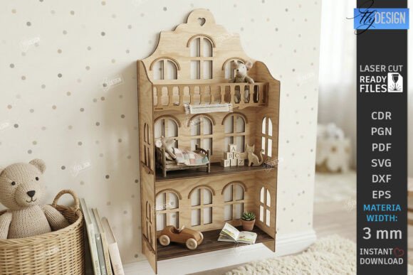 Dollhouse Shelf Collection – Estantes Decorativos de Casa de Muñecas para Corte Láser (MDF 3 mm) - Imagen 3
