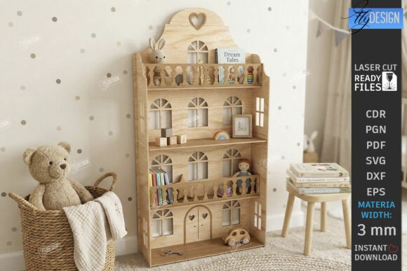 Dollhouse Shelf Collection – Estantes Decorativos de Casa de Muñecas para Corte Láser (MDF 3 mm) - Imagen 4