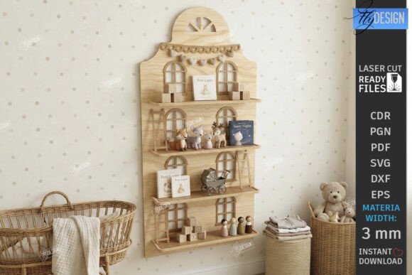 Dollhouse Shelf Collection – Estantes Decorativos de Casa de Muñecas para Corte Láser (MDF 3 mm) - Imagen 5