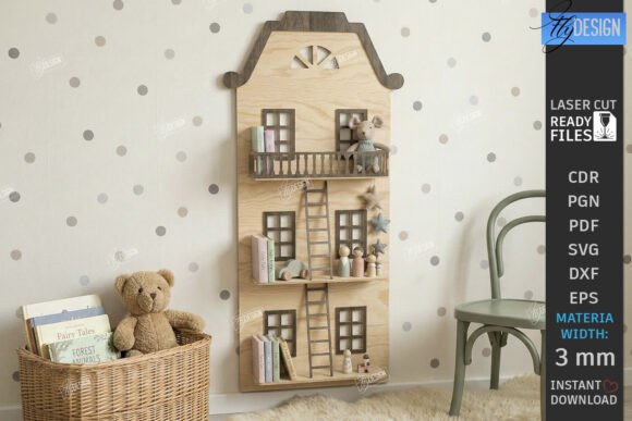 Dollhouse Shelf Collection – Estantes Decorativos de Casa de Muñecas para Corte Láser (MDF 3 mm) - Imagen 6