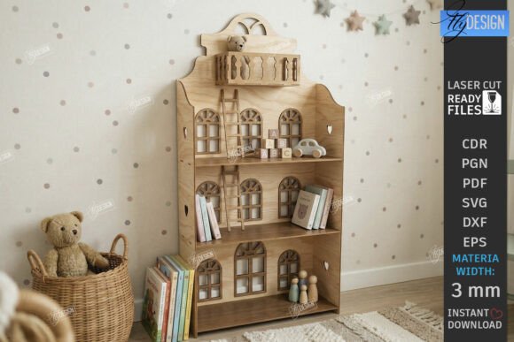 Dollhouse Shelf Collection – Estantes Decorativos de Casa de Muñecas para Corte Láser (MDF 3 mm) - Imagen 2