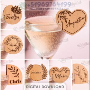 Etiquetas Personalizadas para Copas – Pack de 10 Diseños para Corte Láser
