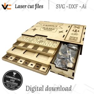 Pack Juegos de Mesa Familiar para Corte Láser con Estuche