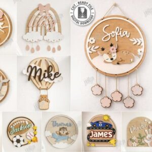 Pack de Letreros Personalizados para Habitaciones Infantiles – 10 Diseños 3D para Corte Láser