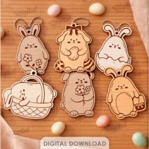 Pack de Llaveros de Conejito de Pascua – 10 Diseños Tiernos para Corte Láser