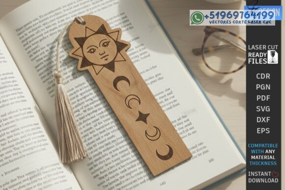 Pack de Marcapáginas Místicos de Madera – 10 Diseños Elegantes para Corte Láser - Imagen 4