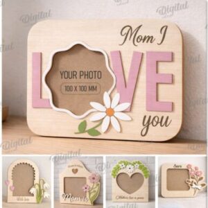 Pack de Marcos de Fotos para el Día de la Madre – 10 Diseños Decorativos para Corte Láser