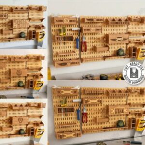 Panel organizador de herramientas de pared – Sistema modular tipo pegboard para corte láser