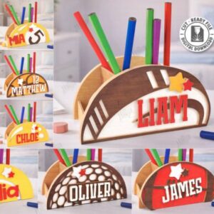Set de Portalápices Personalizados Deportivos – Organizadores Creativos para Corte Láser