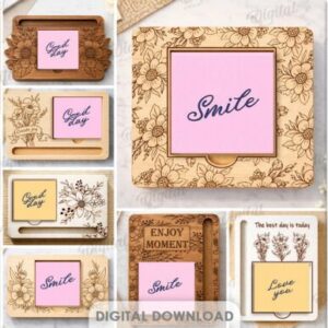 Pack de 10 Porta Notas Adhesivas Decorativas para Corte Láser