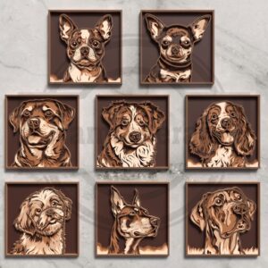 Cuadros Decorativos de Perros en Capas – Diseño Premium para Corte Láser