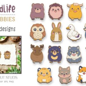 Pack de Aretes pendientes Kawaii de Animales del Bosque – 15 Diseños para Corte Láser