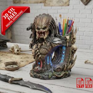 Portalápices predator organizador de escritorio Alien Hunter impresion 3D STL