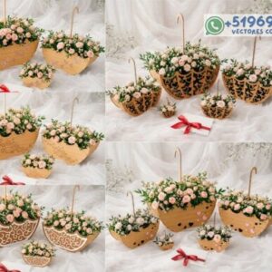 Caja maceta de Flores Tipo Paraguas en Madera – Diseño Decorativo y Elegante para Corte Láser