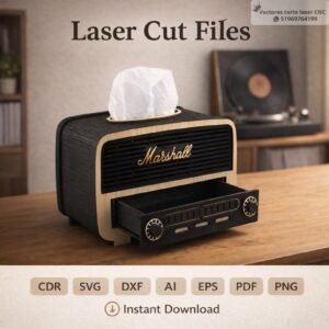Caja de Pañuelos Estilo Retro Tipo Marshall para Corte Láser