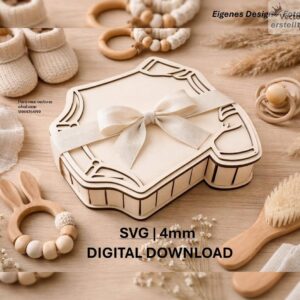 Caja de Regalo para Bebé en Madera – Diseño Elegante para Corte Láser