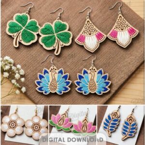 Pack de Aretes Decorativos con bordado – 10 Diseños Elegantes para Corte Láser