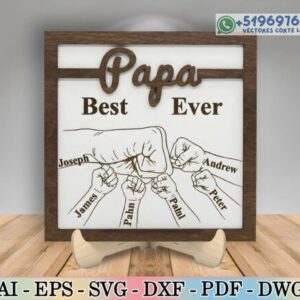 Cuadro letrero de Papá con puño el mejor de todos personalizado pra Corte Láser
