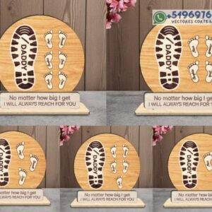 Cuadro Personalizado con Huellas Día del Padre – Diseño Emotivo en Madera para Corte Láser