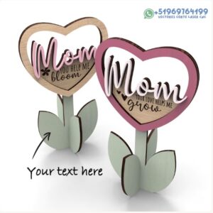 Corazón Floral Mom Personalizable para Corte Láser
