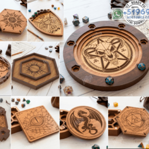 Bandejas para Dados de Rol en Madera – Pack Multiforma para Juegos de Mesa y RPG