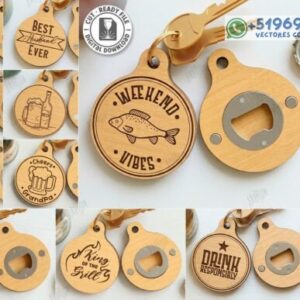 Llaveros Abridores de Botellas en Madera para Corte Láser – Diseño Funcional y Personalizable