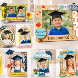 Marcos de Fotos de Graduación Escolar en Madera – Pack Creativo para Corte Láser 2026