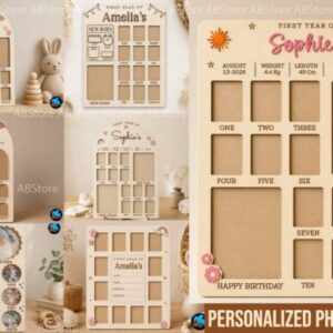 Marco de Fotos Mi Primer Año – Diseño Personalizado para Recuerdos de Bebé