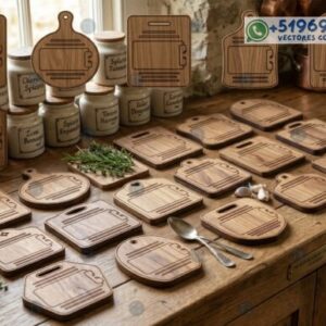 Pack de Tablas de Cortar Decorativas para Cocina – Diseños Elegantes para Corte Láser