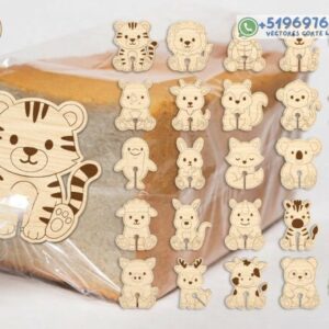 Clips de Bolsas con Formas de Animalitos en Madera – Pack Funcional y Creativo para Corte Láser