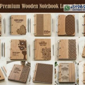 Mega Pack de Fundas Premium para Cuadernos en Madera – 15 Diseños Exclusivos para Corte Láser