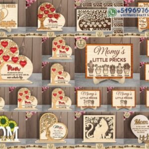 Adornos Personalizados para Mamá en Madera – Diseños Únicos con Nombres y Mensajes Especiales