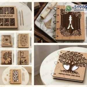 Portadas de Cuadernos en Madera Premium – Pack de 10 Diseños para Corte Láser