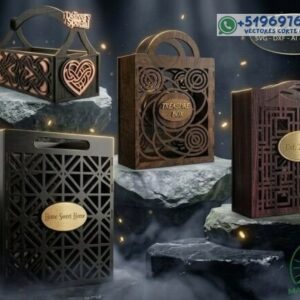 Cajas de Lujo en Madera – Pack Premium de 4 Diseños Elegantes para Corte Láser