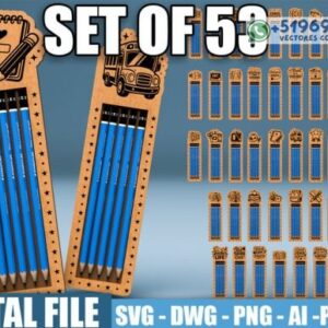 Pack de Portalápices para Profesores en Madera – 53 Diseños Creativos para Corte Láser